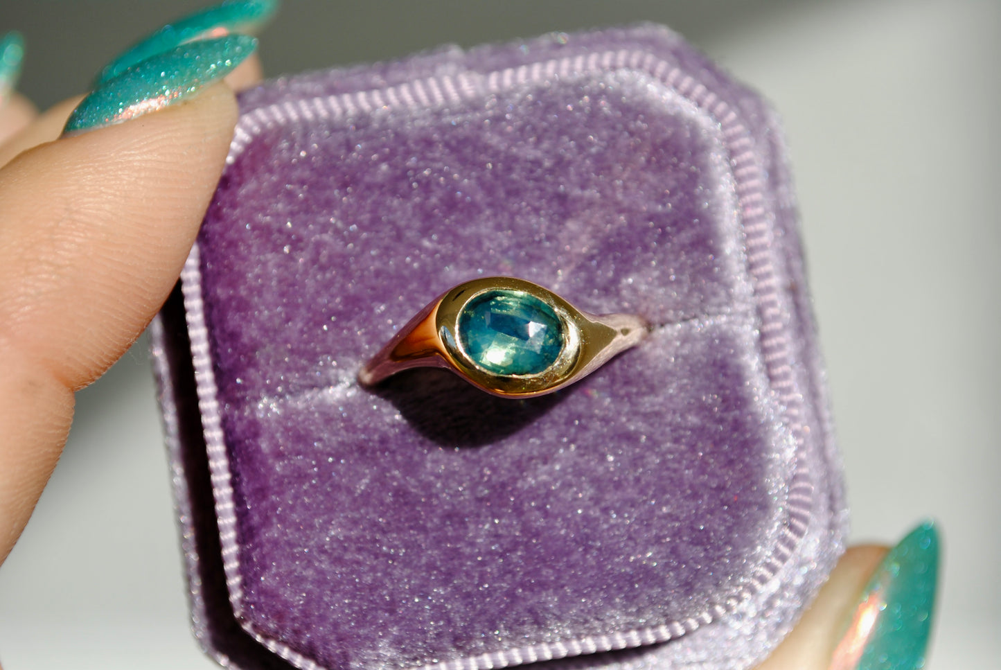 Asymmetrical Solitaire - 1.2 carat natural Opalescent Sapphire