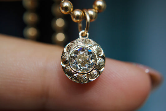 JUMBO ENGRAVED JELLYBEAN -  .84 CT ANTIQUE OLD EUROPEAN CUT DIAMOND