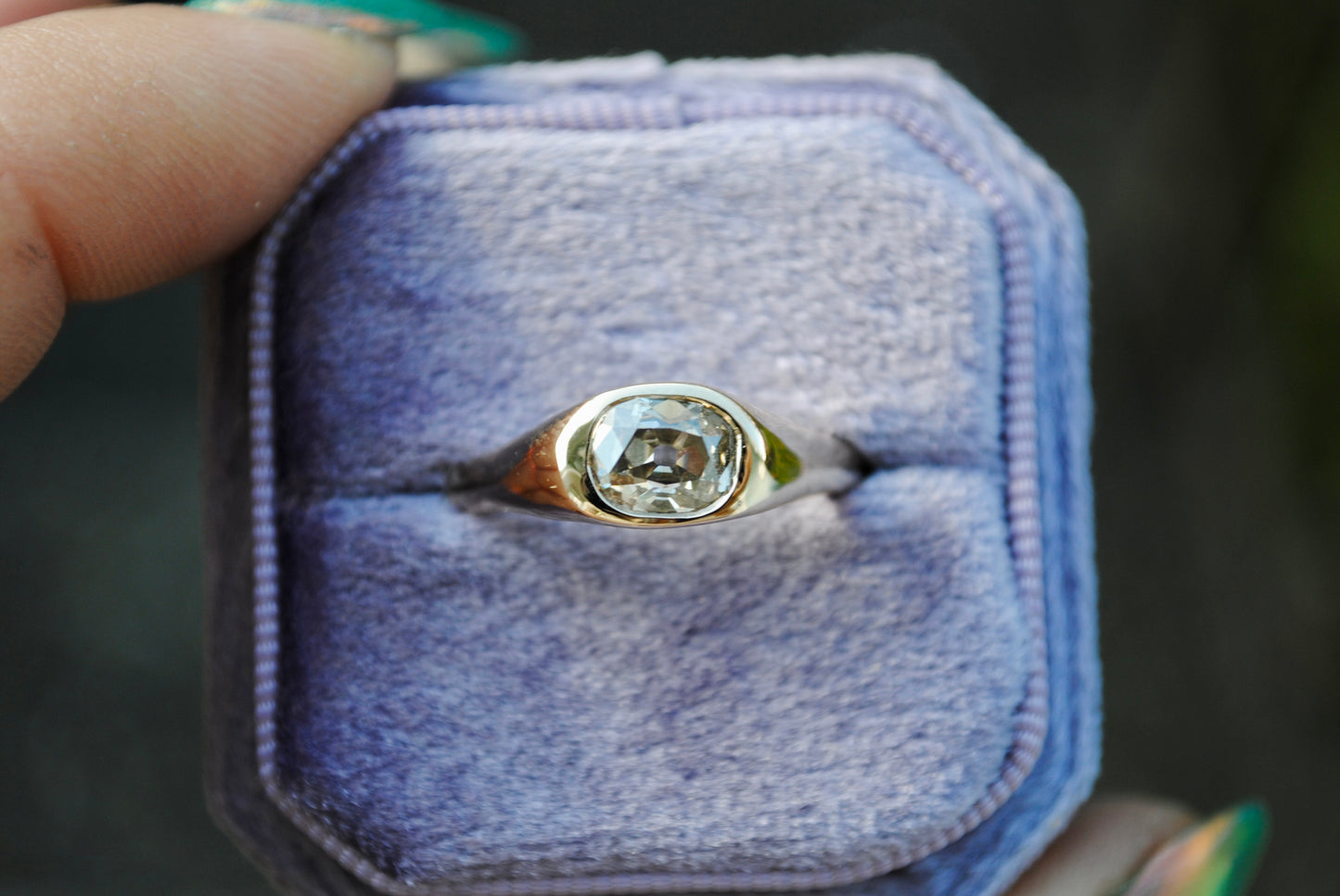 Elongated Old Mine Cut Organic Ring - One of a Kind