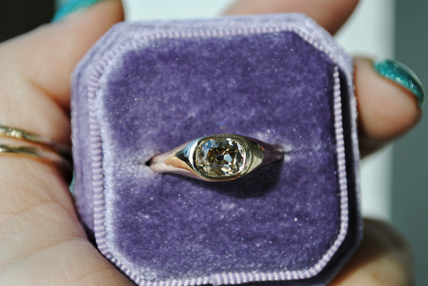 Elongated Old Mine Cut Organic Ring - One of a Kind