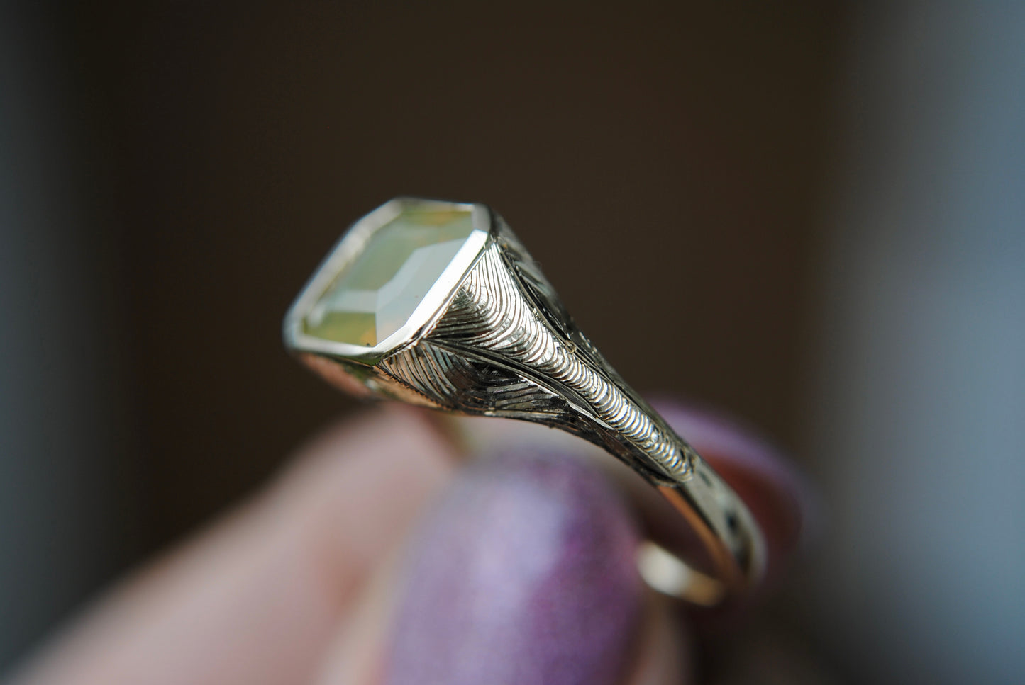 Engraved Siggy - 2.52 carat Opalescent Chrysoberyl