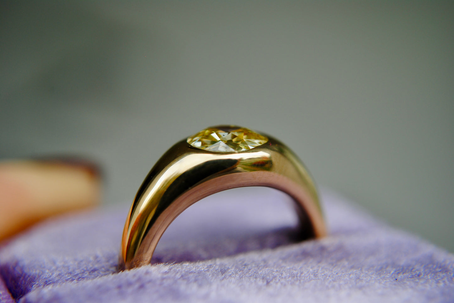 1.03 carat GIA Fancy Yellow Old European Cut Diamond Ring