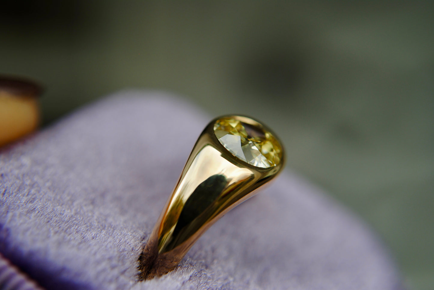 1.03 carat GIA Fancy Yellow Old European Cut Diamond Ring
