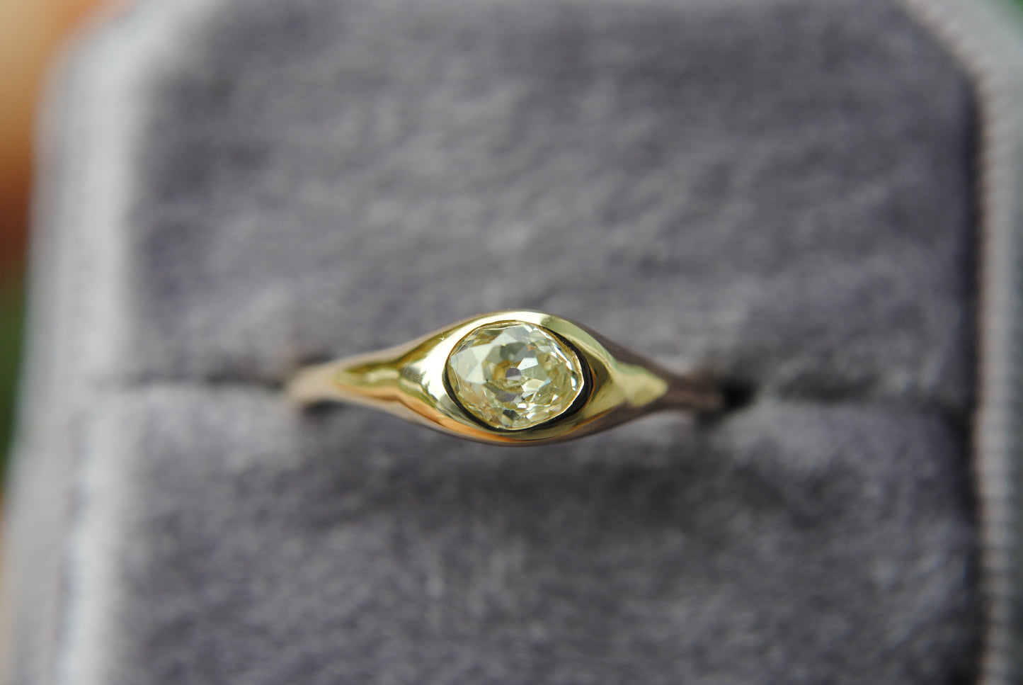 .45 carat old mine cut diamond organic ring
